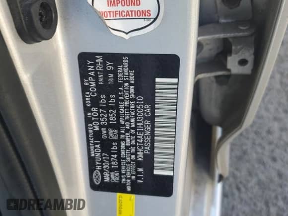 2017 Hyundai Accent SE с VIN KMHCT4AE1HU300510, выставлен на аукционе Copart как лот 82098425 с пробегом 107 371 миль миль и Списание • Salvage title. История ставок и продаж доступна на DreamBid. Изображение 12.