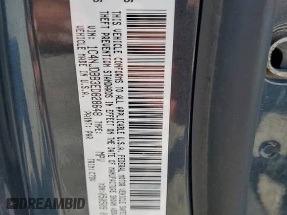 2014 Jeep Compass Sport with VIN 1C4NJDBB3ED828648, listed as a Copart auction lot 71368445 with 155,934 mi miles and Clean title. Bid and sale history available at DreamBid. Image 13.