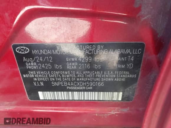 2013 Hyundai Sonata GLS с VIN 5NPEB4ACXDH590166, выставлен на аукционе IAAI как лот 43548617 с пробегом 120 449 миль миль и . История ставок и продаж доступна на DreamBid. Изображение 9.