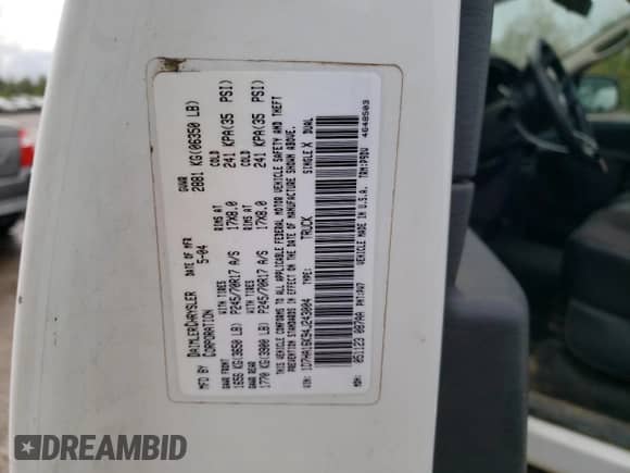 2004 Dodge 1500 ST с VIN 1D7HA16K94J243004, выставлен на аукционе Copart как лот 85583915 с пробегом 124 444 миль миль и Списание • Salvage title. История ставок и продаж доступна на DreamBid. Изображение 12.