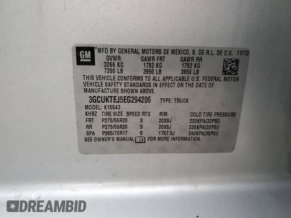 2014 Chevrolet Silverado 1500 High Country с VIN 3GCUKTEJ5EG294206, выставлен на аукционе Copart как лот 65223125 с пробегом 187 787 миль миль и Списание • Salvage title. История ставок и продаж доступна на DreamBid. Изображение 13.