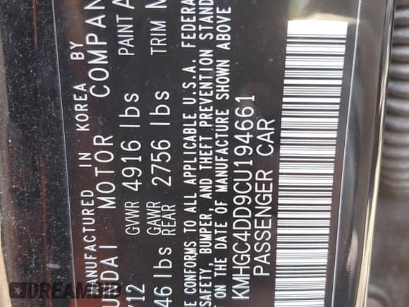 2012 Hyundai Genesis 3.8L с VIN KMHGC4DD9CU194661, выставлен на аукционе Copart как лот 84554205 с пробегом 160 204 миль миль и Списание • Salvage title. История ставок и продаж доступна на DreamBid. Изображение 12.