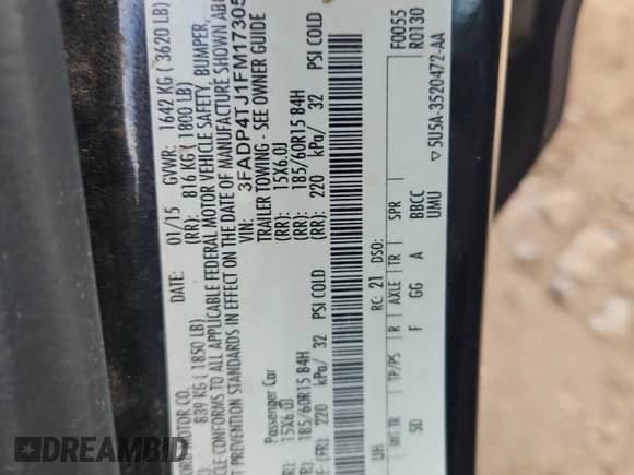 2015 Ford Fiesta S z VIN 3FADP4TJ1FM173059, wystawiony jako Copart lot #86705795 z przebiegiem 107 444 mil mil oraz Szkoda całkowita • Salvage title. Historia ofert i sprzedaży dostępna na DreamBid. Obrazek 12.