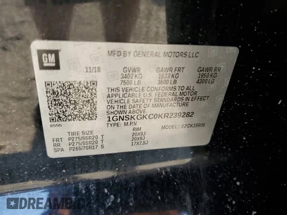 2019 Chevrolet Suburban LS с VIN 1GNSKGKC0KR239282, выставлен на аукционе Copart как лот 68531494 с пробегом 68 690 миль миль и Списание • Salvage title. История ставок и продаж доступна на DreamBid. Изображение 13.