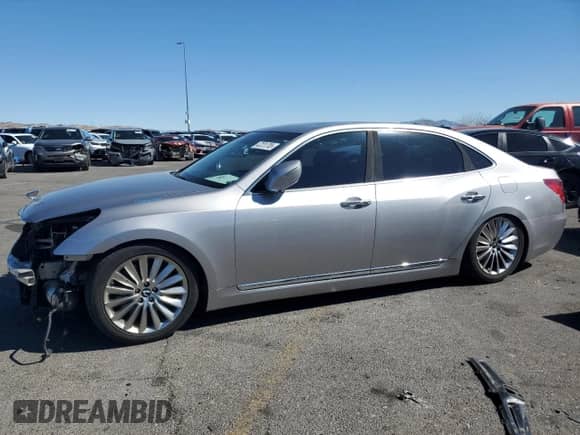 2014 Hyundai Equus Signature z VIN KMHGH4JHXEU076582, wystawiony jako Copart lot #47231705 z przebiegiem 46 347 mil mil oraz Szkoda całkowita • Salvage title. Historia ofert i sprzedaży dostępna na DreamBid. Obrazek 1.