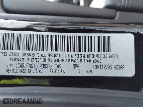 2020 Jeep Grand Cherokee Altitude with VIN 1C4RJFAG1LC239370, listed as a IAAI auction lot 43158691 with 47,017 mi miles and . Bid and sale history available at DreamBid. Image 9.