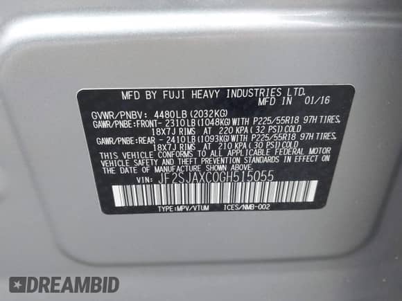 2016 Subaru Forester Touring с VIN JF2SJAXC0GH515055, выставлен на аукционе IAAI как лот 43251182 с пробегом 46 318 миль миль и . История ставок и продаж доступна на DreamBid. Изображение 9.