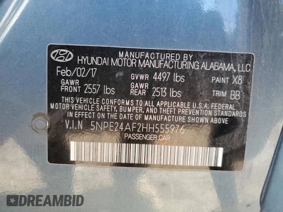 2017 Hyundai Sonata SE with VIN 5NPE24AF2HH555976, listed as a Copart auction lot 84467945 with 111,149 mi miles and Salvage title. Bid and sale history available at DreamBid. Image 12.