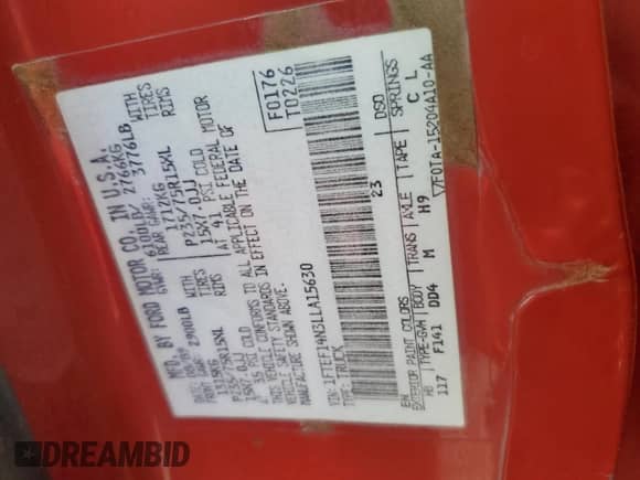 1990 Ford F-150 z VIN 1FTEF14N3LLA15630, wystawiony jako Copart lot #43826435 z przebiegiem 567 244 mil mil oraz Szkoda całkowita • Salvage title. Historia ofert i sprzedaży dostępna na DreamBid. Obrazek 12.