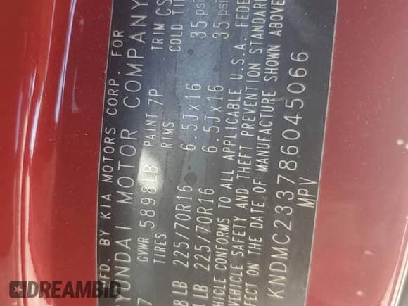 2008 Hyundai Entourage GLS с VIN KNDMC233786045066, выставлен на аукционе Copart как лот 48761135 с пробегом Не указан миль и Списание • Salvage title. История ставок и продаж доступна на DreamBid. Изображение 13.