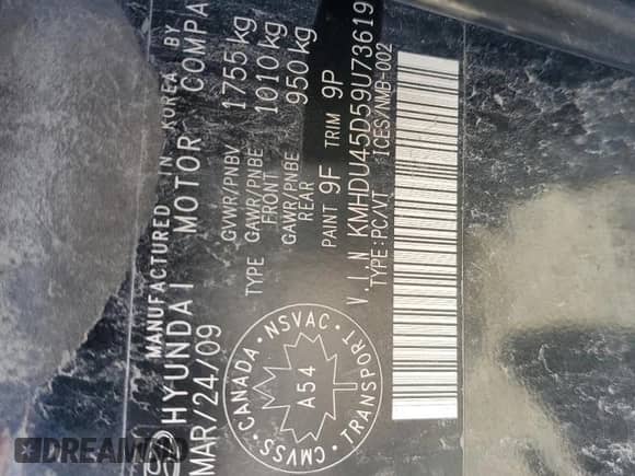 2009 Hyundai Elantra GLS с VIN KMHDU45D59U736197, выставлен на аукционе Copart как лот 70348865 с пробегом 213 259 миль миль и Списание • Salvage title. История ставок и продаж доступна на DreamBid. Изображение 12.