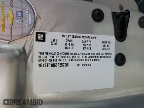 2006 Chevrolet Malibu Maxx LT с VIN 1G1ZT61866F257961, выставлен на аукционе Copart как лот 86070295 с пробегом 151 184 миль миль и Списание • Salvage title. История ставок и продаж доступна на DreamBid. Изображение 13.