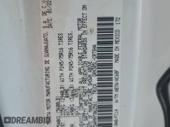2022 Toyota Tacoma SR с VIN 3TYSZ5AN9NT062561, выставлен на аукционе Copart как лот 53581755 с пробегом 61 401 миль миль и Списание • Salvage title. История ставок и продаж доступна на DreamBid. Изображение 13.