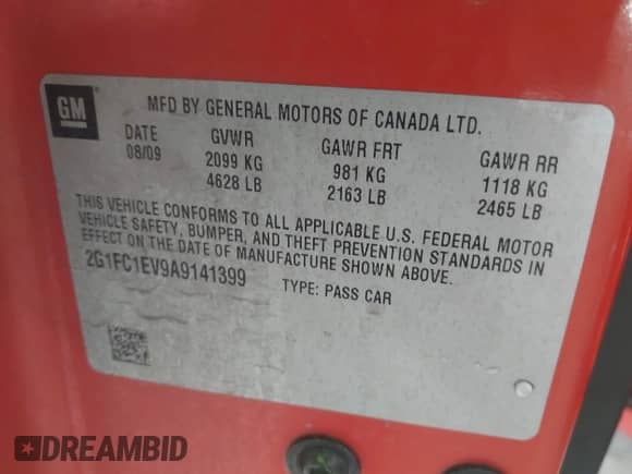 2010 Chevrolet Camaro 2LT with VIN 2G1FC1EV9A9141399, listed as a IAAI auction lot 43529795 with 148,943 mi miles and . Bid and sale history available at DreamBid. Image 9.