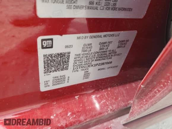 2023 GMC Sierra 1500 Elevation z VIN 1GTRUJEK1PZ287009, wystawiony jako Copart lot #47565005 z przebiegiem 20 505 mil mil oraz Szkoda całkowita • Salvage title. Historia ofert i sprzedaży dostępna na DreamBid. Obrazek 13.