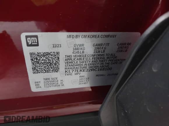 2024 Chevrolet Trax ACTIV z VIN KL77LKE22RC168100, wystawiony jako IAAI lot #42642223 z przebiegiem 16 323 mil mil oraz . Historia ofert i sprzedaży dostępna na DreamBid. Obrazek 9.