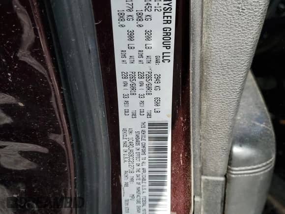2012 Dodge Durango SXT with VIN 1C4RDJAG9CC212718, listed as a Copart auction lot 55432485 with 213,362 mi miles and Salvage title. Bid and sale history available at DreamBid. Image 12.