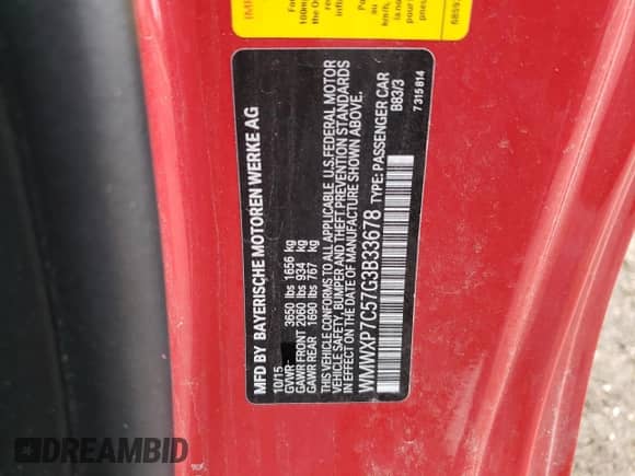 2016 MINI Hardtop S с VIN WMWXP7C57G3B33678, выставлен на аукционе Copart как лот 60609135 с пробегом 84 506 миль миль и Списание • Salvage title. История ставок и продаж доступна на DreamBid. Изображение 12.