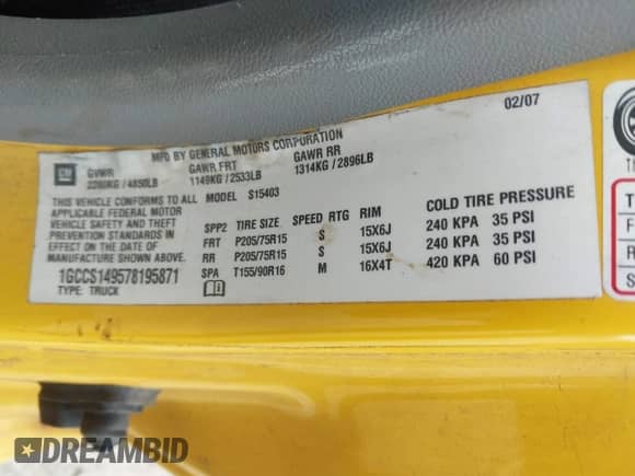 2007 Chevrolet Colorado LS z VIN 1GCCS149578195871, wystawiony jako IAAI lot #42301975 z przebiegiem 267 897 mil mil oraz . Historia ofert i sprzedaży dostępna na DreamBid. Obrazek 9.