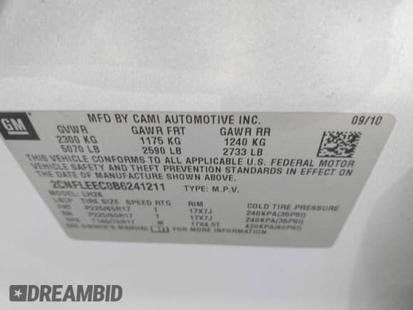 2011 Chevrolet Equinox 1LT с VIN 2CNFLEEC0B6241211, выставлен на аукционе IAAI как лот 43178624 с пробегом 183 581 миль миль и . История ставок и продаж доступна на DreamBid. Изображение 9.