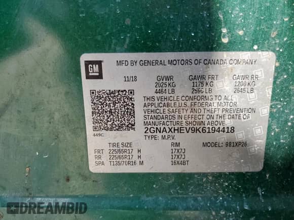 2019 Chevrolet Equinox LS с VIN 2GNAXHEV9K6194418, выставлен на аукционе Copart как лот 80703475 с пробегом 129 288 миль миль и Списание • Salvage title. История ставок и продаж доступна на DreamBid. Изображение 14.