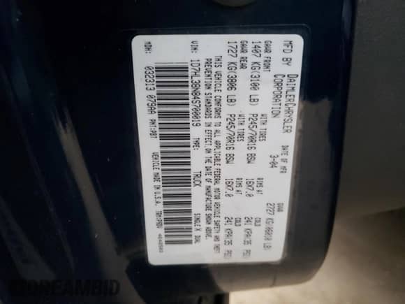 2004 Dodge Dakota Sport z VIN 1D7HL38N84S700019, wystawiony jako Copart lot #49158204 z przebiegiem 95 636 mil mil oraz Szkoda całkowita • Salvage title. Historia ofert i sprzedaży dostępna na DreamBid. Obrazek 12.