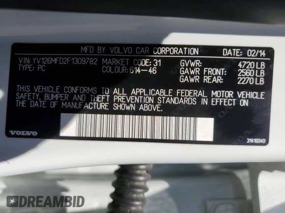 2015 Volvo S60 с VIN YV126MFD2F1309782, выставлен на аукционе Copart как лот 69631415 с пробегом 81 767 миль миль и Списание • Salvage title. История ставок и продаж доступна на DreamBid. Изображение 12.