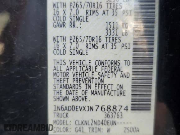 2018 Nissan Frontier SV с VIN 1N6AD0EVXJN768874, выставлен на аукционе Copart как лот 71637385 с пробегом 57 951 миль миль и Списание • Salvage title. История ставок и продаж доступна на DreamBid. Изображение 13.