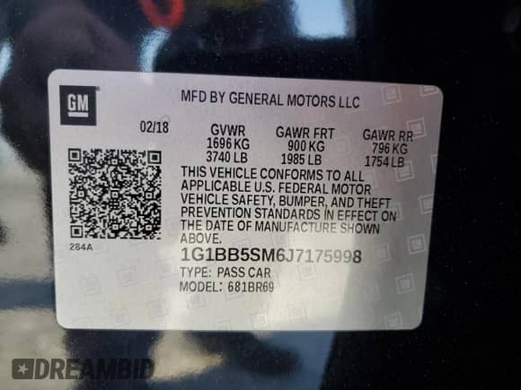2018 Chevrolet Cruze LS with VIN 1G1BB5SM6J7175998, listed as a Copart auction lot 76204164 with 81,678 mi miles and Salvage title. Bid and sale history available at DreamBid. Image 13.