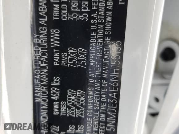 2022 Hyundai Tucson Limited with VIN 5NMJE3AE6NH158156, listed as a Copart auction lot 85897494 with 13,694 mi miles and Salvage title. Bid and sale history available at DreamBid. Image 16.