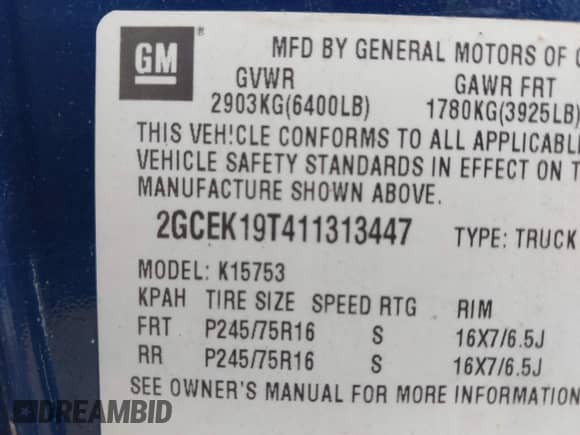 2001 Chevrolet Silverado 1500 LS с VIN 2GCEK19T411313447, выставлен на аукционе IAAI как лот 42820980 с пробегом 191 253 миль миль и . История ставок и продаж доступна на DreamBid. Изображение 9.