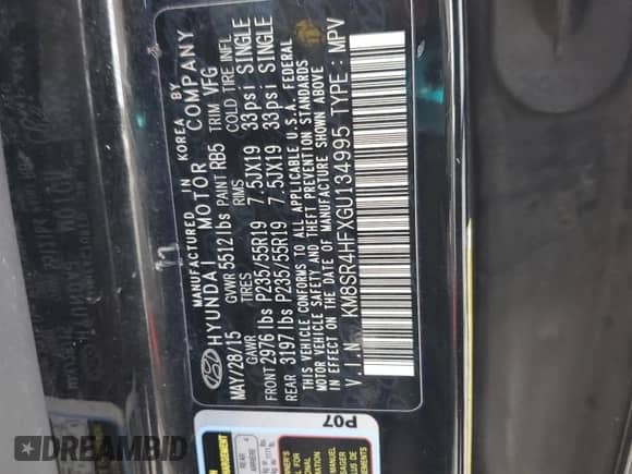 2016 Hyundai Santa Fe SE with VIN KM8SR4HFXGU134995, listed as a Copart auction lot 82275285 with 136,392 mi miles and Clean title. Bid and sale history available at DreamBid. Image 12.