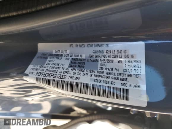 2023 Mazda CX-5 S Carbon Edition z VIN JM3KFBCM5P0219202, wystawiony jako Copart lot #81634365 z przebiegiem 24 429 mil mil oraz Szkoda całkowita • Salvage title. Historia ofert i sprzedaży dostępna na DreamBid. Obrazek 13.