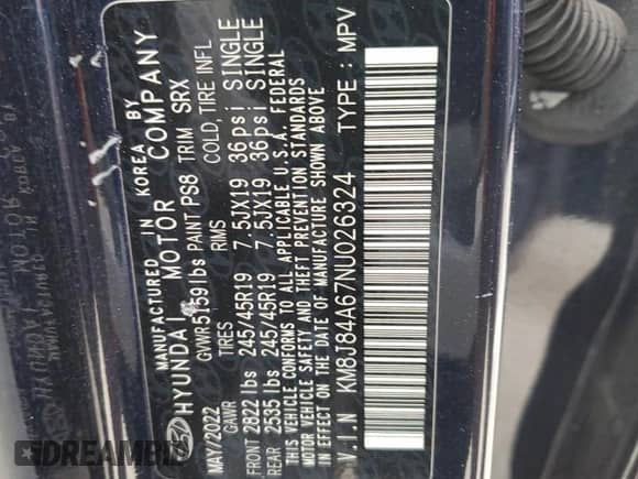 2022 Hyundai NEXO Limited with VIN KM8J84A67NU026324, listed as a Copart auction lot 87552415 with 89,760 mi miles and Salvage title. Bid and sale history available at DreamBid. Image 12.