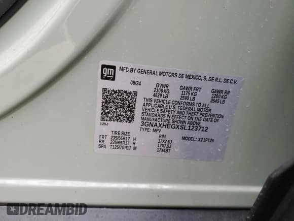 2025 Chevrolet Equinox FWD LT z VIN 3GNAXHEGXSL123712, wystawiony jako Copart lot #43813505 z przebiegiem 3 697 mil mil oraz Szkoda całkowita • Salvage title. Historia ofert i sprzedaży dostępna na DreamBid. Obrazek 13.