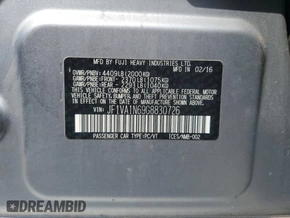 2016 Subaru WRX Limited с VIN JF1VA1N69G8830726, выставлен на аукционе Copart как лот 64556555 с пробегом 103 548 миль миль и Списание • Salvage title. История ставок и продаж доступна на DreamBid. Изображение 12.