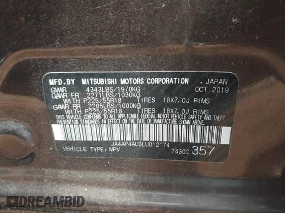 2020 Mitsubishi Outlander SE с VIN JA4AP4AU3LU012174, выставлен на аукционе IAAI как лот 42758438 с пробегом 15 827 миль миль и . История ставок и продаж доступна на DreamBid. Изображение 9.