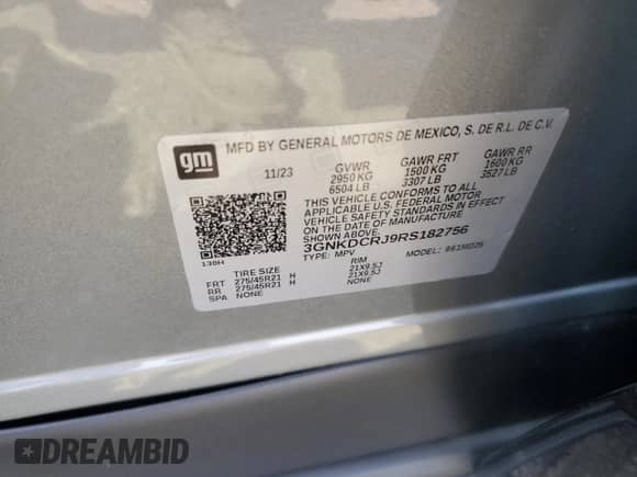 2024 Chevrolet Blazer EV eAWD RS с VIN 3GNKDCRJ9RS182756, выставлен на аукционе Copart как лот 67613574 с пробегом 413 миль миль и Списание • Salvage title. История ставок и продаж доступна на DreamBid. Изображение 13.