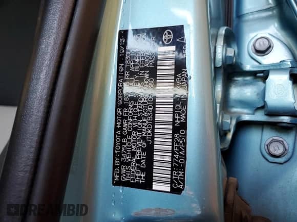 2013 Toyota Prius Two с VIN JTDKDTB34D1055380, выставлен на аукционе Copart как лот 81613795 с пробегом 70 290 миль миль и Списание • Salvage title. История ставок и продаж доступна на DreamBid. Изображение 13.