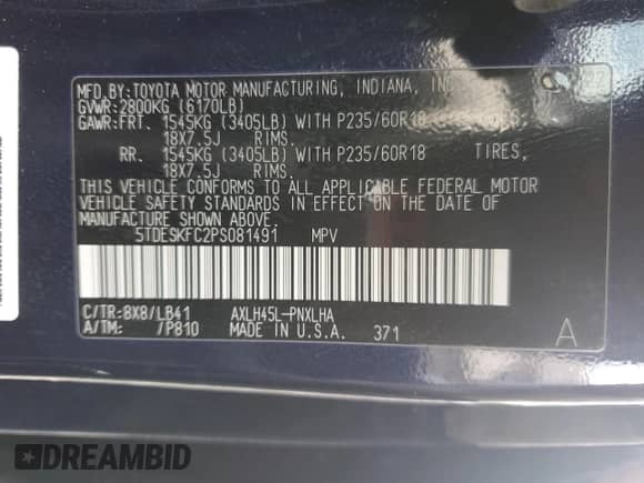 2023 Toyota Sienna Platinum z VIN 5TDESKFC2PS081491, wystawiony jako Copart lot #68216485 z przebiegiem 46 742 mil mil oraz Szkoda całkowita • Salvage title. Historia ofert i sprzedaży dostępna na DreamBid. Obrazek 13.