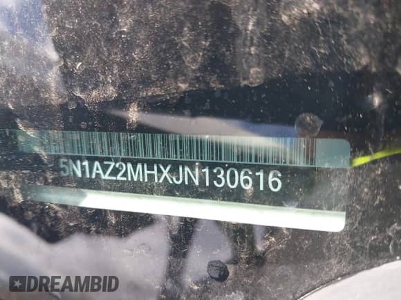 2018 Nissan Murano S z VIN 5N1AZ2MHXJN130616, wystawiony jako IAAI lot #41119315 z przebiegiem 88 240 mil mil oraz . Historia ofert i sprzedaży dostępna na DreamBid. Obrazek 9.