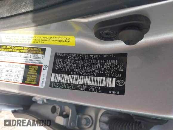 2017 Toyota Camry Hybrid LE z VIN 4T1BD1FK0HU222078, wystawiony jako IAAI lot #43065553 z przebiegiem 141 297 mil mil oraz . Historia ofert i sprzedaży dostępna na DreamBid. Obrazek 9.