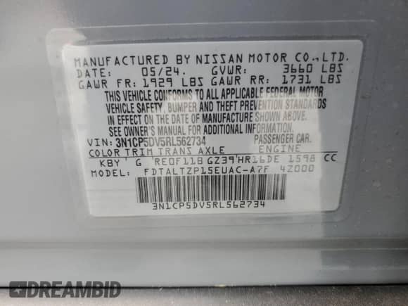 2024 Nissan Kicks SR с VIN 3N1CP5DV5RL562734, выставлен на аукционе Copart как лот 68355295 с пробегом 4 447 миль миль и Списание • Salvage title. История ставок и продаж доступна на DreamBid. Изображение 14.