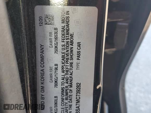 2021 Chevrolet Spark LS with VIN KL8CB6SA7MC739282, listed as a Copart auction lot 82536695 with 95,582 mi miles and Non repairable. Bid and sale history available at DreamBid. Image 12.