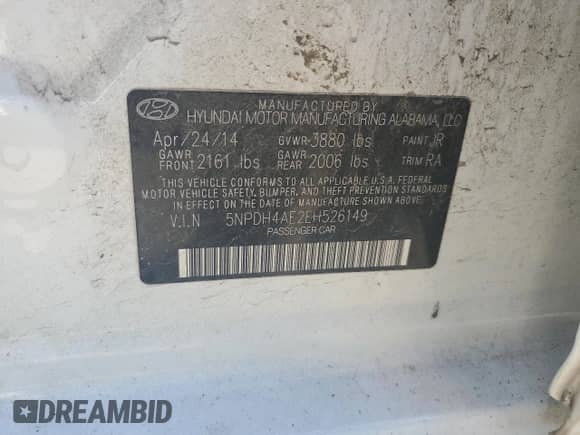 2014 Hyundai Elantra Limited с VIN 5NPDH4AE2EH526149, выставлен на аукционе Copart как лот 69403755 с пробегом 120 355 миль миль и Списание • Salvage title. История ставок и продаж доступна на DreamBid. Изображение 12.