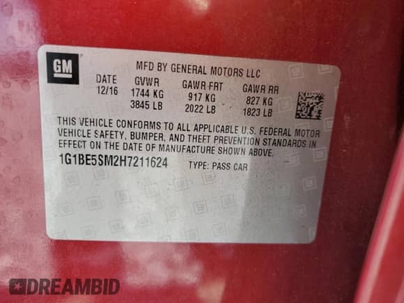 2017 Chevrolet Cruze LT z VIN 1G1BE5SM2H7211624, wystawiony jako Copart lot #86591235 z przebiegiem 145 993 mil mil oraz Szkoda całkowita • Salvage title. Historia ofert i sprzedaży dostępna na DreamBid. Obrazek 12.