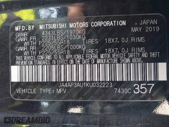 2019 Mitsubishi Outlander ES с VIN JA4AP3AU1KU032223, выставлен на аукционе IAAI как лот 43283790 с пробегом 47 697 миль миль и . История ставок и продаж доступна на DreamBid. Изображение 9.