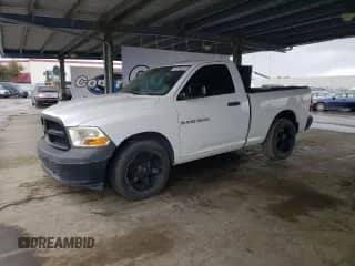 2012 Ram 1500 ST with VIN 3C6JD6AK2CG216662, listed as a Copart auction lot 54260155 with 173,496 mi miles and Salvage title. Bid and sale history available at DreamBid. Image 1.