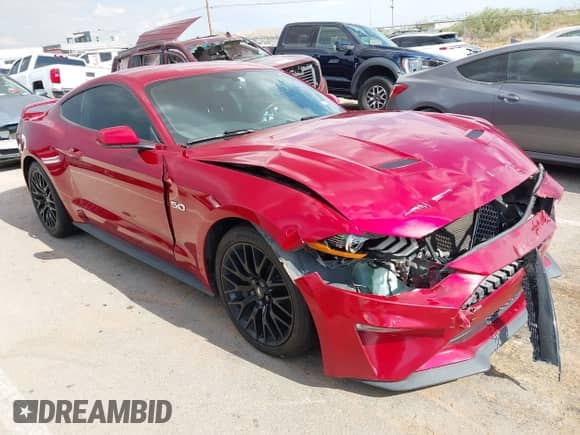 2020 Ford Mustang GT with VIN 1FA6P8CF9L5114130, listed as a IAAI auction lot 42986096 with 74,303 mi miles and . Bid and sale history available at DreamBid. Image 1.