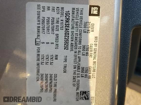 2013 Chevrolet Silverado 1500 LT with VIN 1GCRKSEA6DZ268292, listed as a Copart auction lot 44772415 with 141,580 mi miles and Salvage title. Bid and sale history available at DreamBid. Image 12.